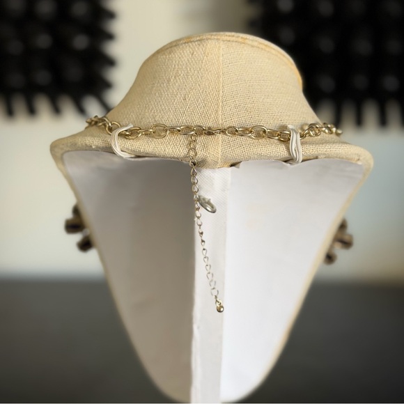 Neon Yellow and Deep Blue Statement Necklace - Picture 5 of 6